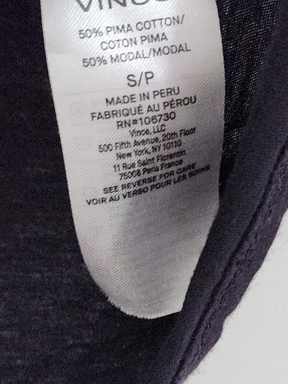 Vince. Lightweight Essential Black Short Sleeve V neck Tee Top SMALL - Picture 10 of 10